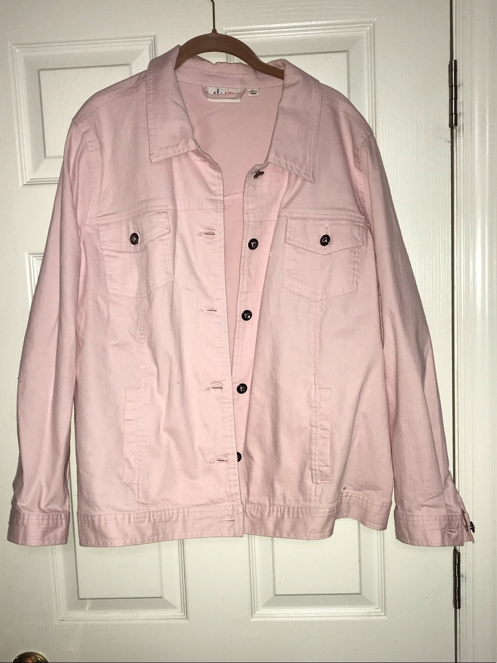Women's Pastel Pink Denim Jacket - Classic Button Front